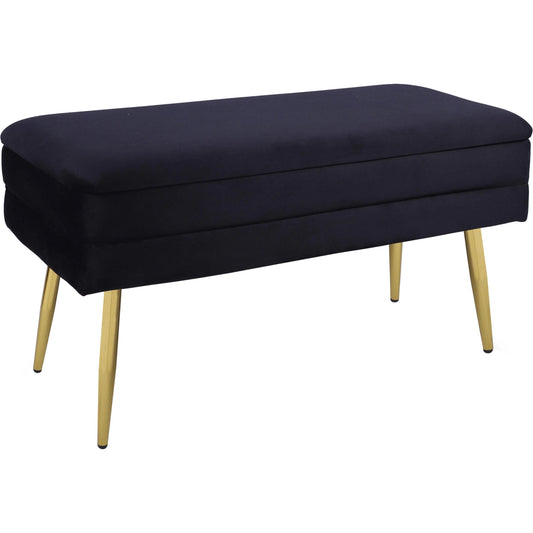 Ziva Velvet Storage Bench by TOV Furniture in black. Made from iron, mdf, velvet in a unique style.