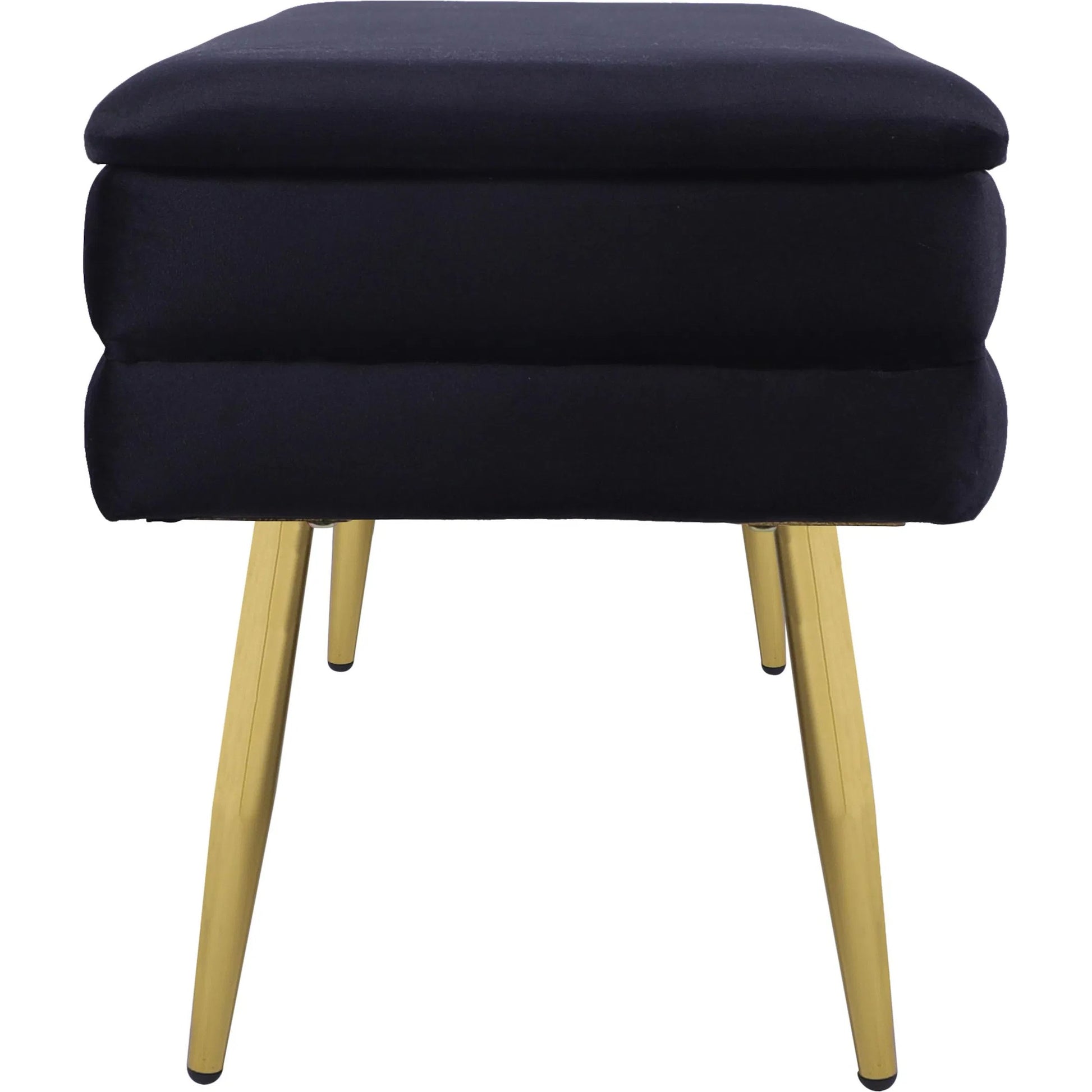 Ziva Velvet Storage Bench by TOV Furniture in black. Made from iron, mdf, velvet in a modern style.