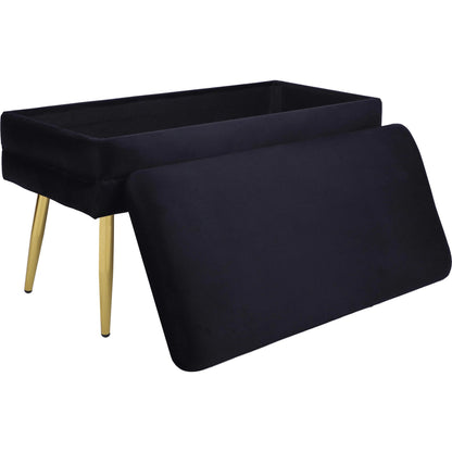 Ziva Velvet Storage Bench by TOV Furniture in black. Made from iron, mdf, velvet in a modern style.