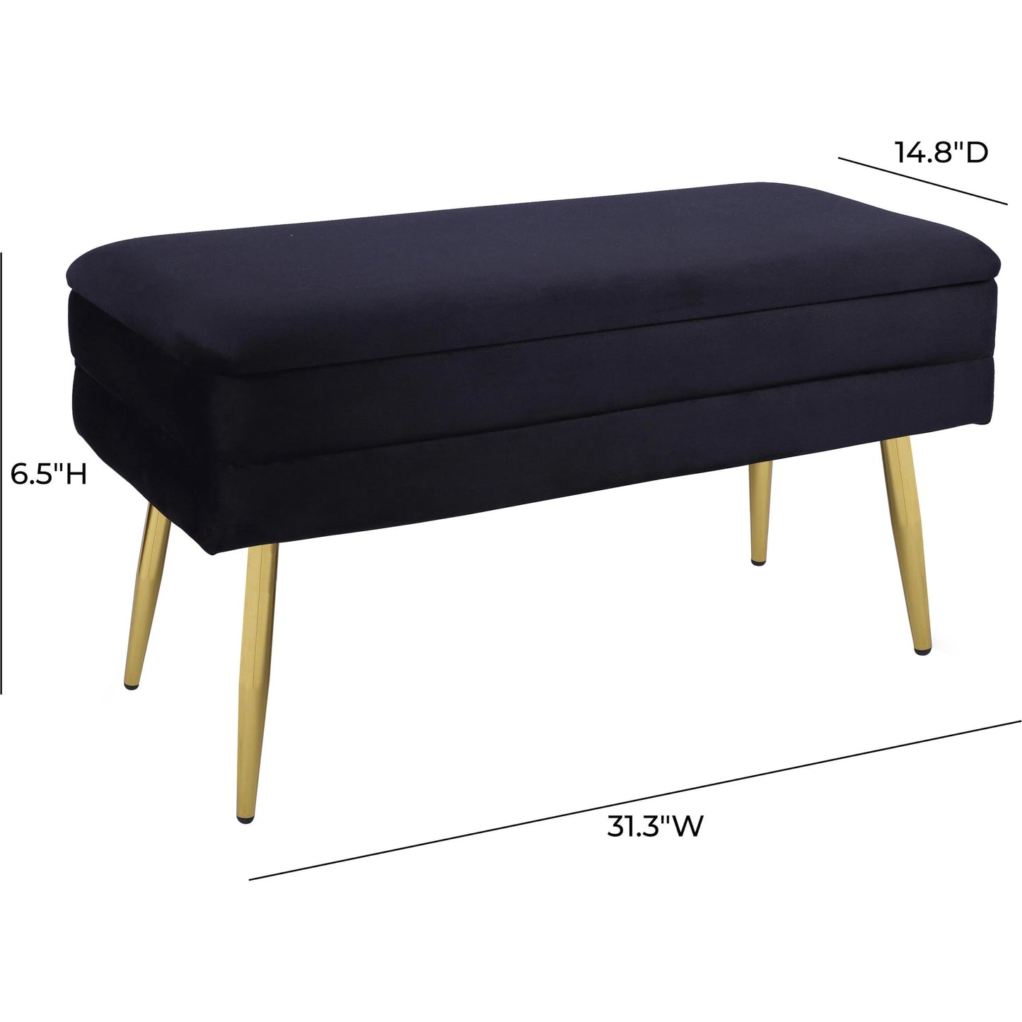 005 SI-2356412 | Additional Silo | Ziva Velvet Storage Bench by TOV Furniture in black. Made from iron, mdf, velvet in a modern style.