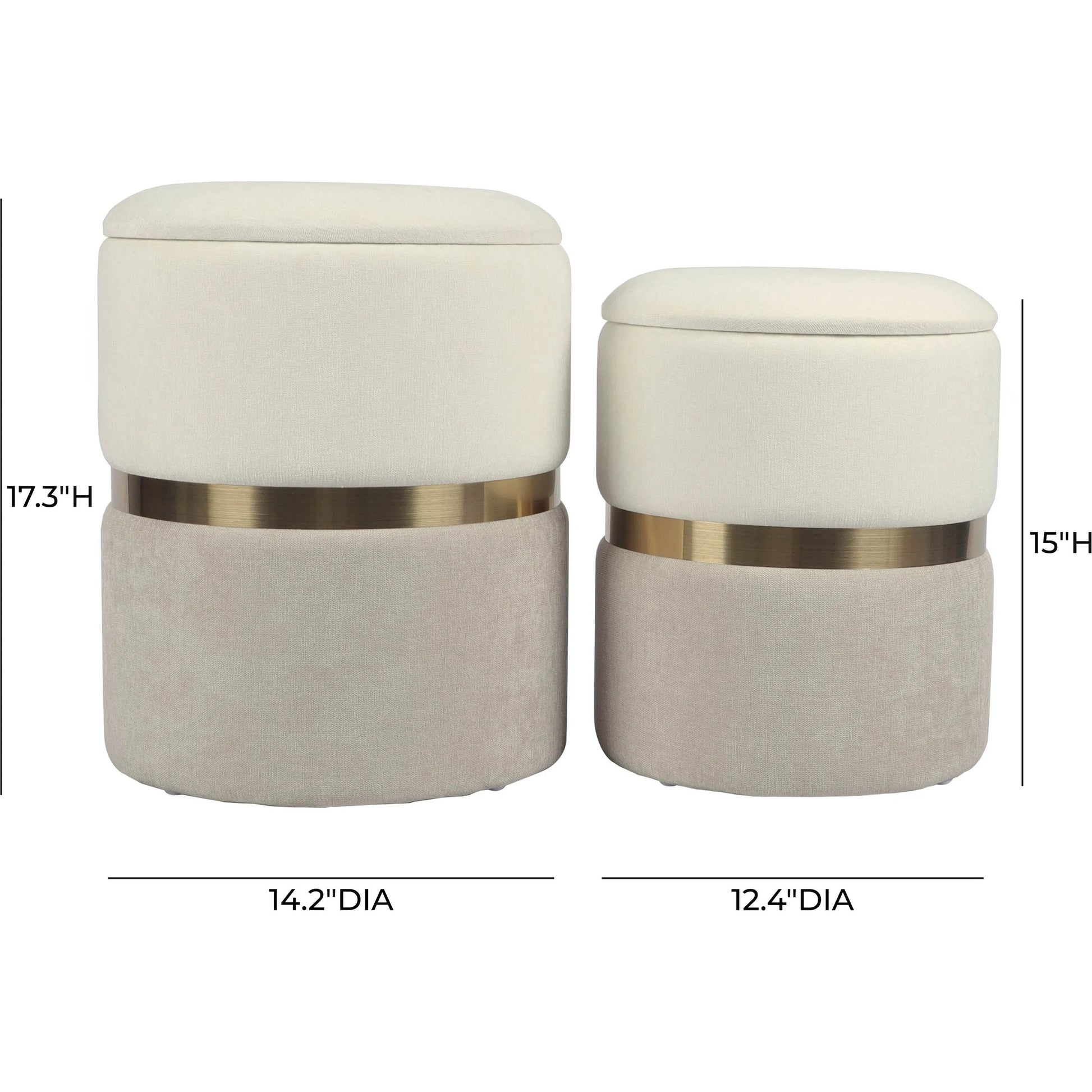 Gigi Cream and Tan Chenille Storage Ottoman (Set of 2) by TOV Furniture in cream, tan. Made from chenille, iron, mdf in a modern style.