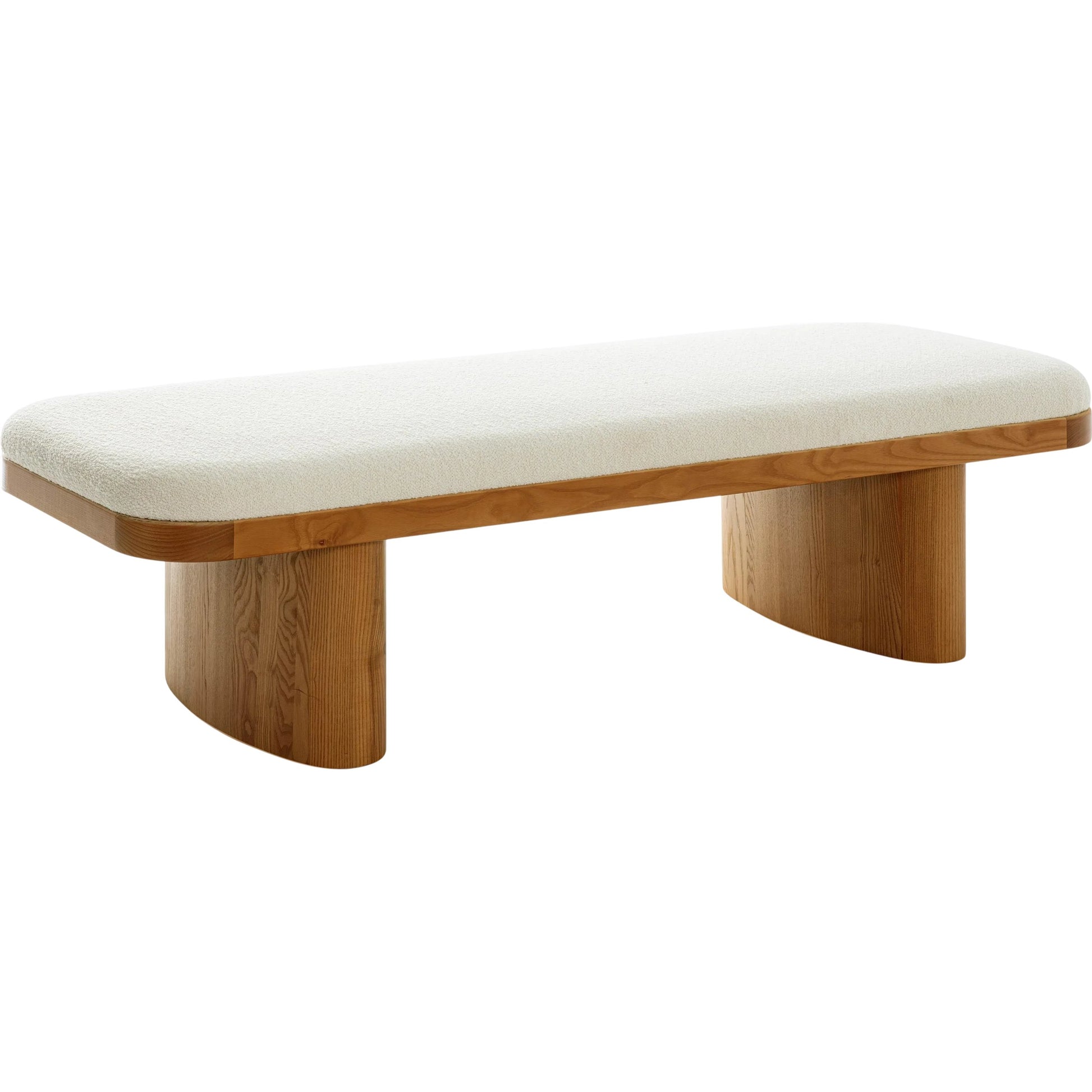 Ollie Performance Boucle Large Bench by TOV Furniture in white. Made from boucle, wood in a transitional style.