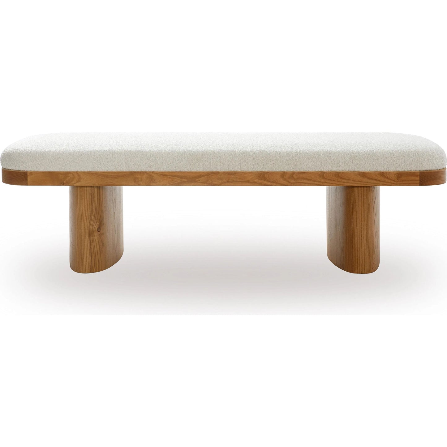 002 SI-2356333 | Additional Silo | Ollie Performance Boucle Large Bench by TOV Furniture in white. Made from boucle, wood in a transitional style.