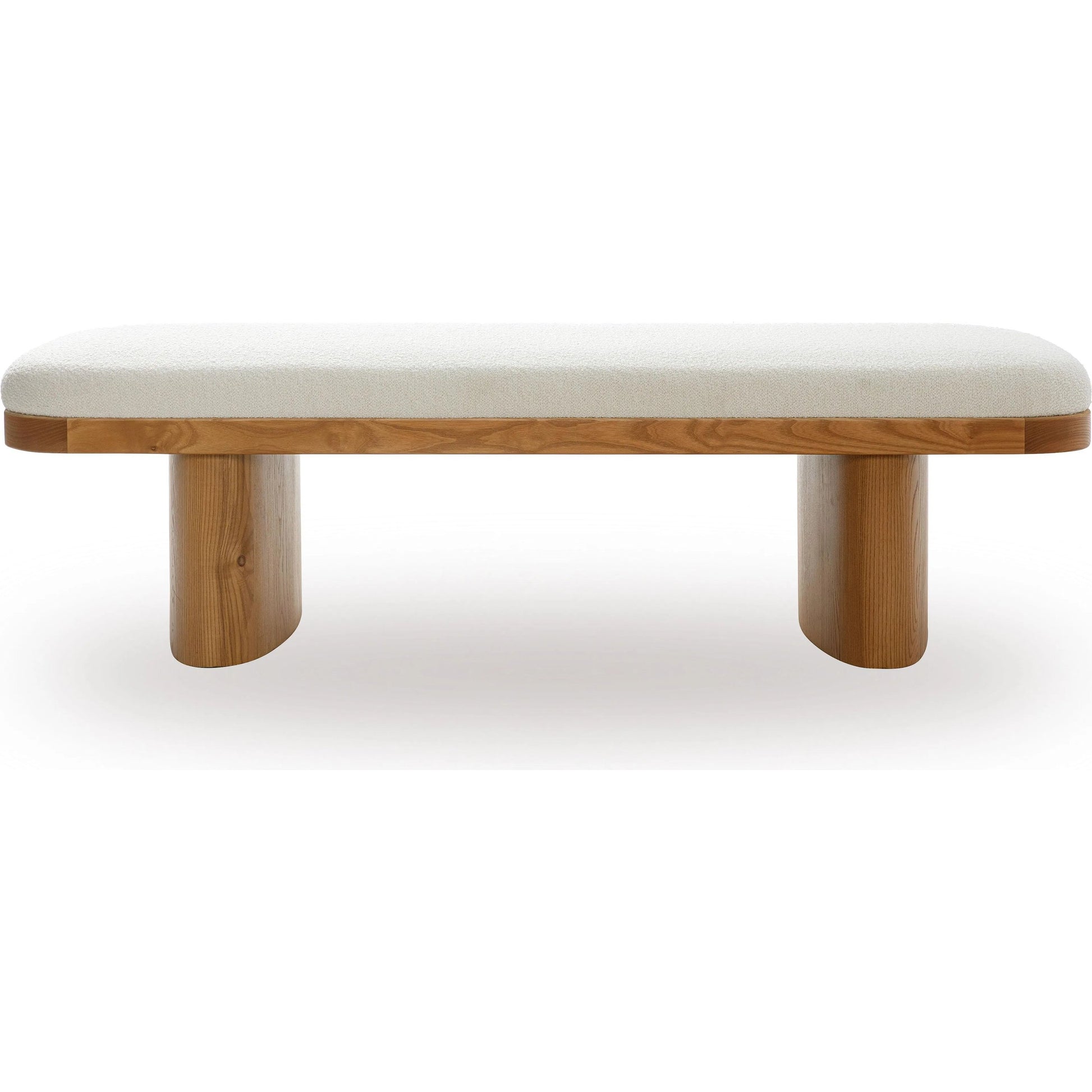 Ollie Performance Boucle Large Bench by TOV Furniture in white. Made from boucle, wood in a transitional style.