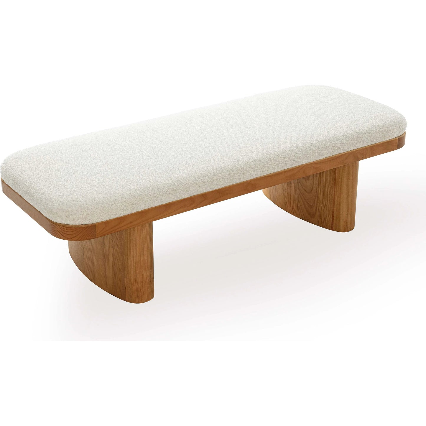 003 SI-2356333 | Additional Silo | Ollie Performance Boucle Large Bench by TOV Furniture in white. Made from boucle, wood in a transitional style.