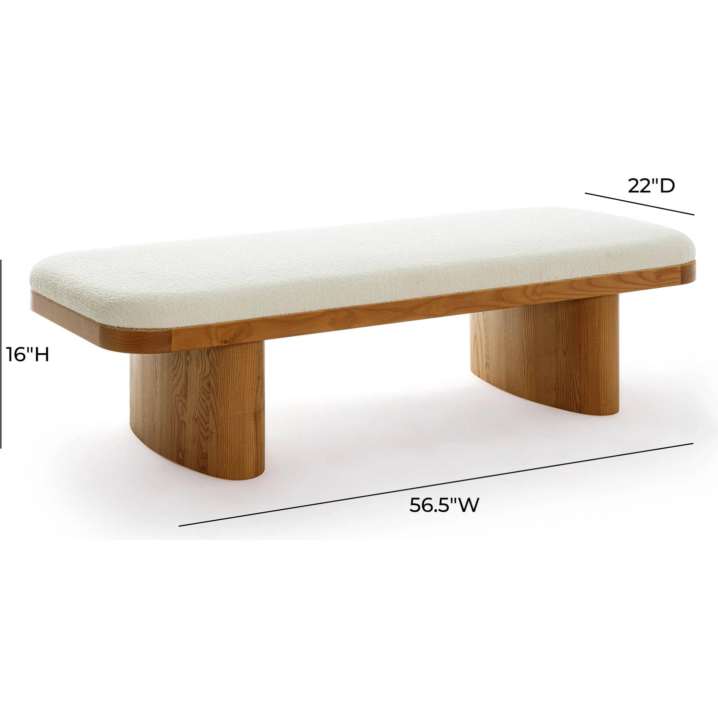 004 SI-2356333 | Additional Silo | Ollie Performance Boucle Large Bench by TOV Furniture in white. Made from boucle, wood in a transitional style.
