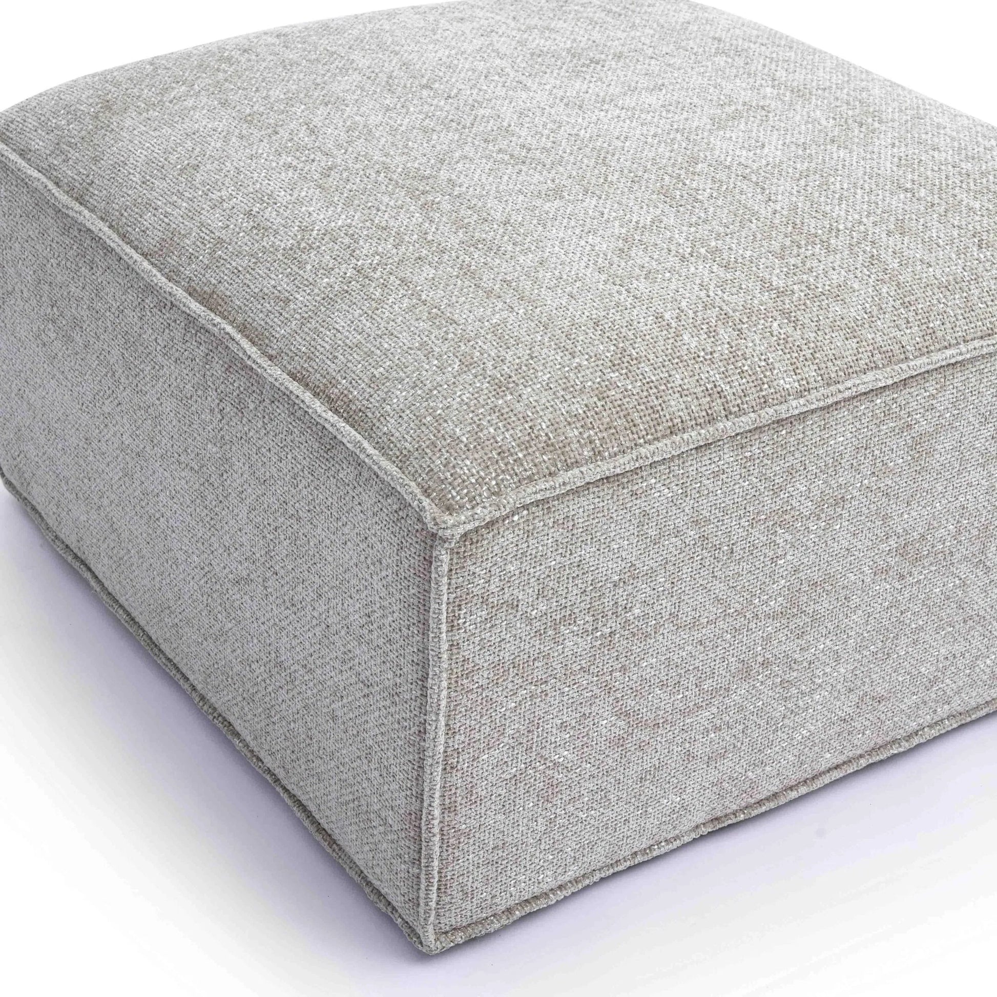 Mindy Chenille Basketweave Ottoman by TOV Furniture. Made from chenille, plywood in a transitional style.