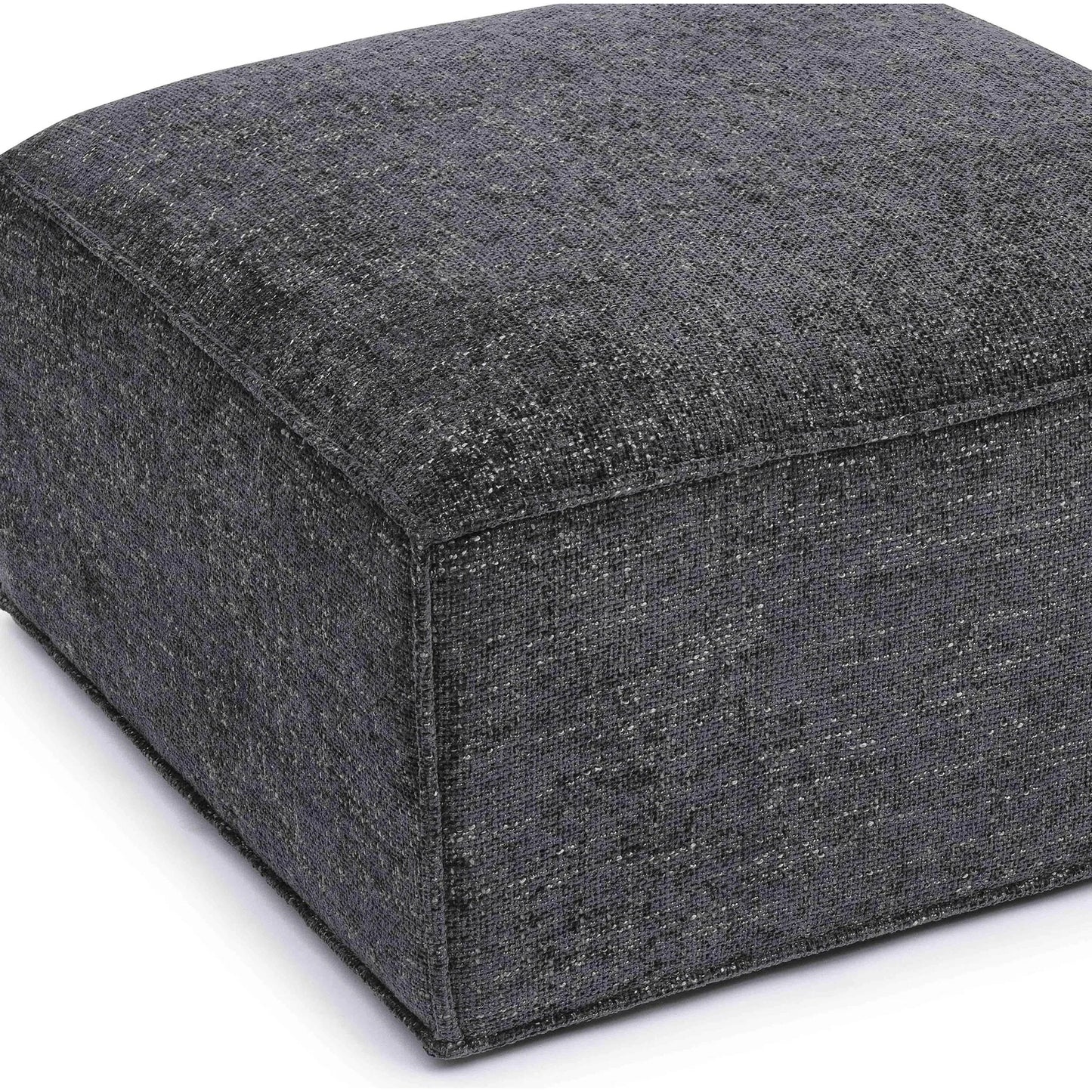 014 SI-2439963 | Closeup | Mindy Chenille Basketweave Ottoman by TOV Furniture. Made from chenille, plywood in a transitional style.