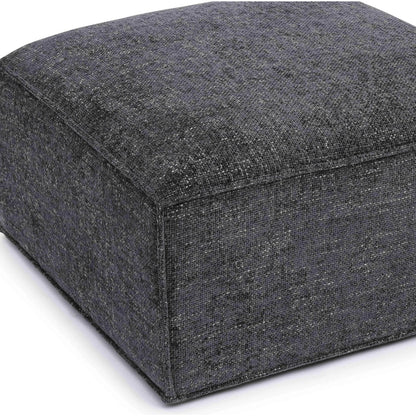 Mindy Chenille Basketweave Ottoman by TOV Furniture. Made from chenille, plywood in a transitional style.