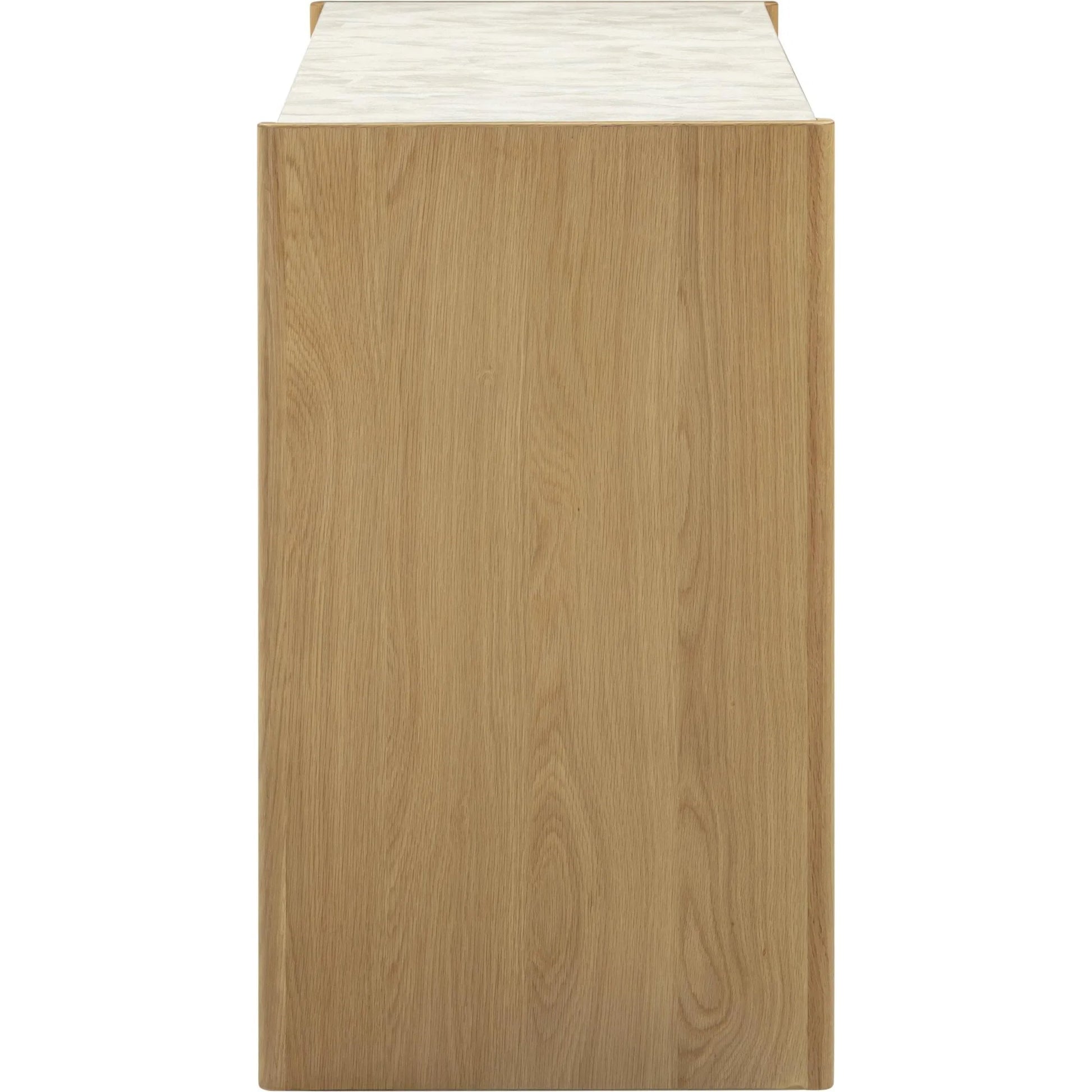 Paige Oak Console/Desk by TOV Furniture in natural. Made from melamine, oak, oak veneer, raffia in a unique style.