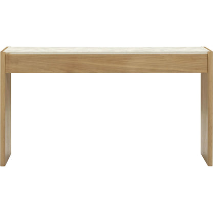 Paige Oak Console/Desk by TOV Furniture in natural. Made from melamine, oak, oak veneer, raffia in a unique style.