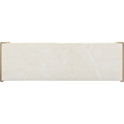 Paige Oak Console/Desk by TOV Furniture in natural. Made from melamine, oak, oak veneer, raffia in a unique style.