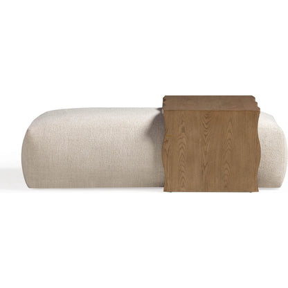 Spencer Performance Basketweave Ottoman by TOV Furniture. Made from ash veneer, fabric, mdf in a unique style.
