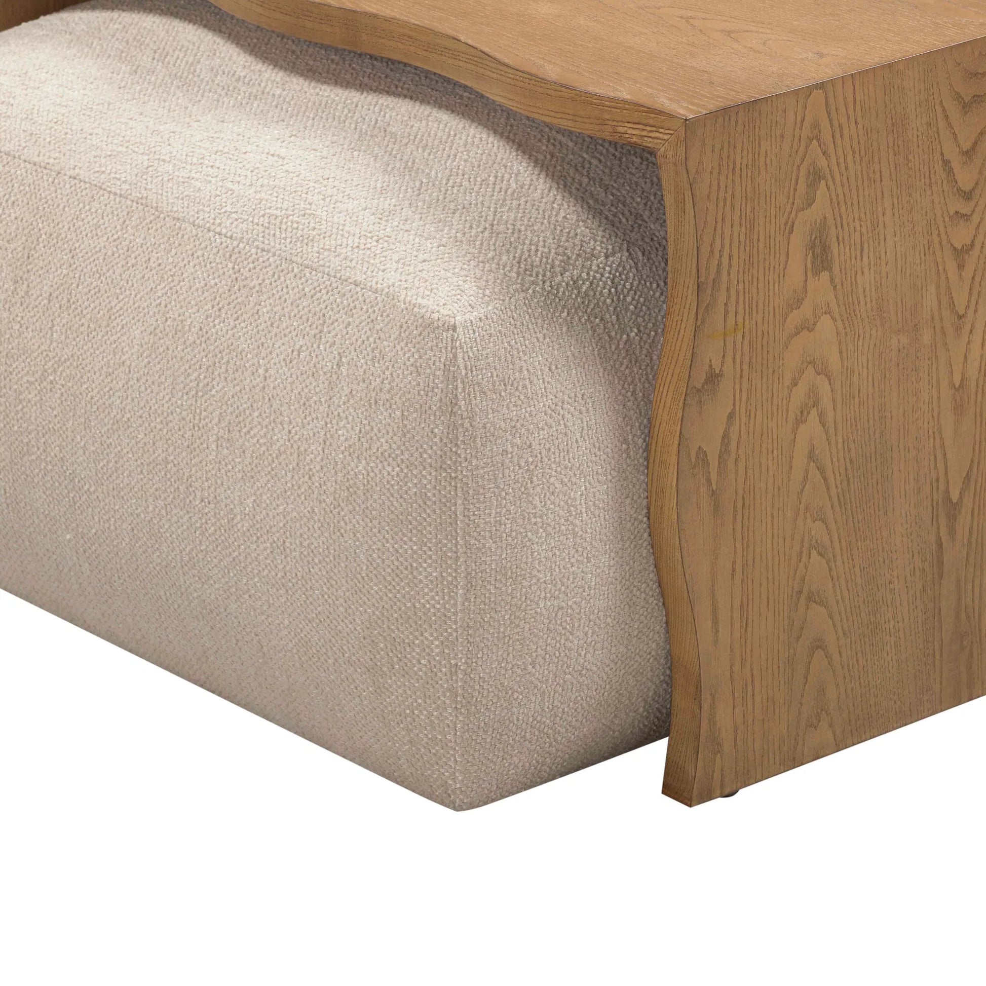 Spencer Performance Basketweave Ottoman by TOV Furniture. Made from ash veneer, fabric, mdf in a unique style.