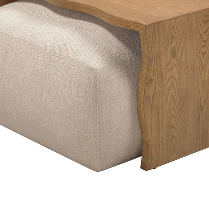 Spencer Performance Basketweave Ottoman by TOV Furniture. Made from ash veneer, fabric, mdf in a unique style.