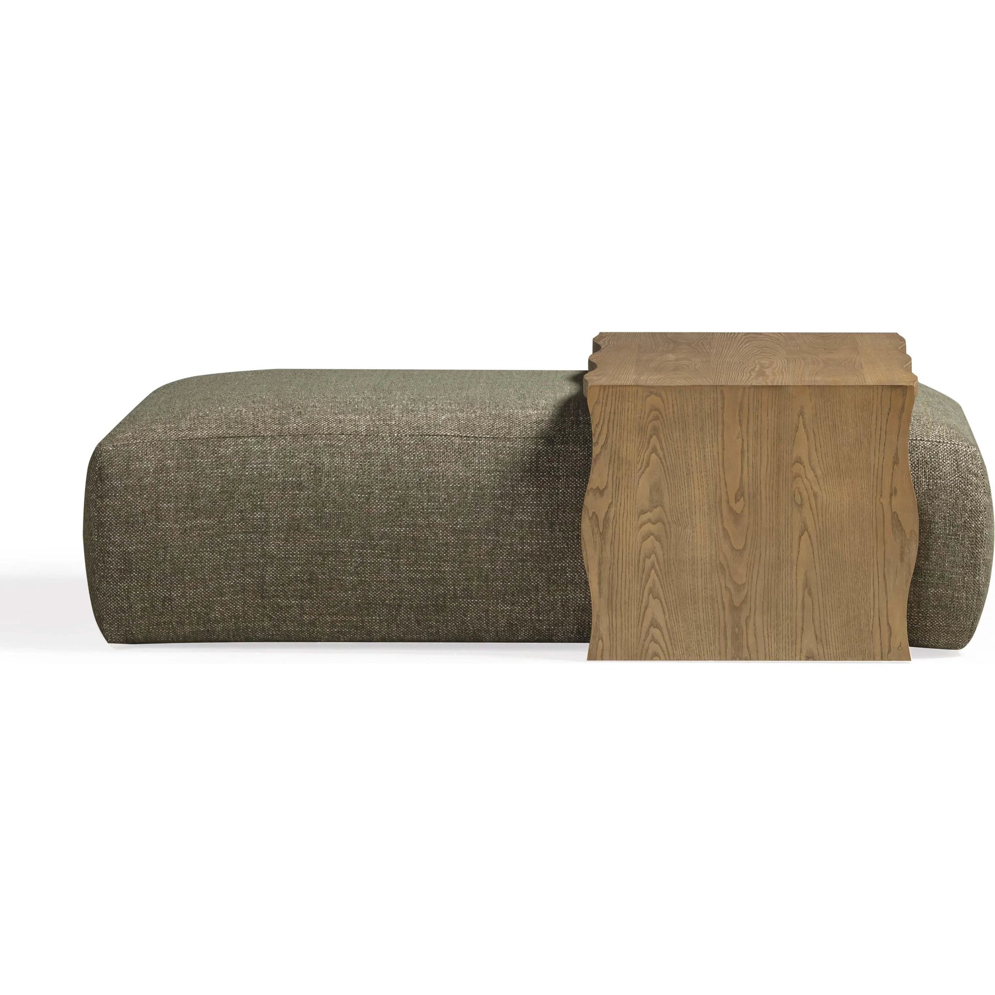 Spencer Performance Basketweave Ottoman by TOV Furniture. Made from ash veneer, fabric, mdf in a unique style.