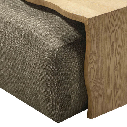 Spencer Performance Basketweave Ottoman by TOV Furniture. Made from ash veneer, fabric, mdf in a unique style.