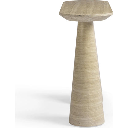 Sandra Faux Indoor/Outdoor Console Table by TOV Furniture in travertine. Made from concrete in a transitional style.