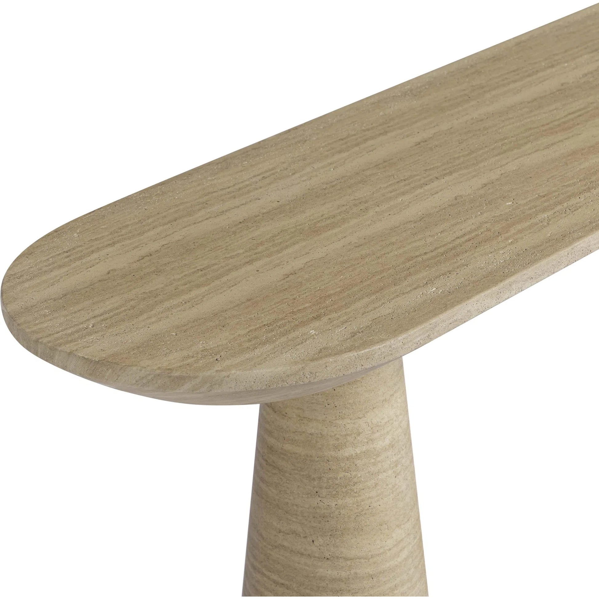 Sandra Faux Indoor/Outdoor Console Table by TOV Furniture in travertine. Made from concrete in a transitional style.