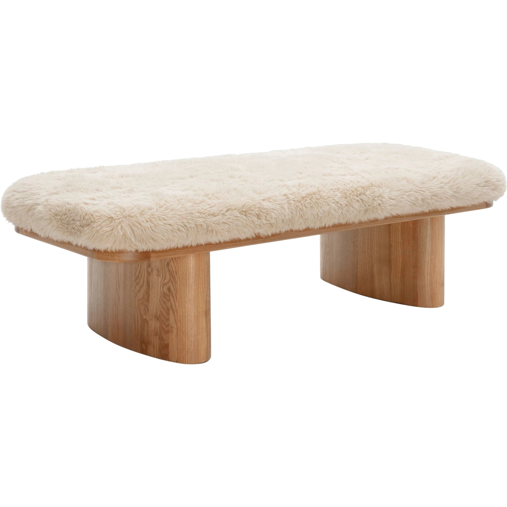 Ollie Straight Vegan Shearling Bench by TOV Furniture. Made from ash wood, faux shearling in a transitional style.