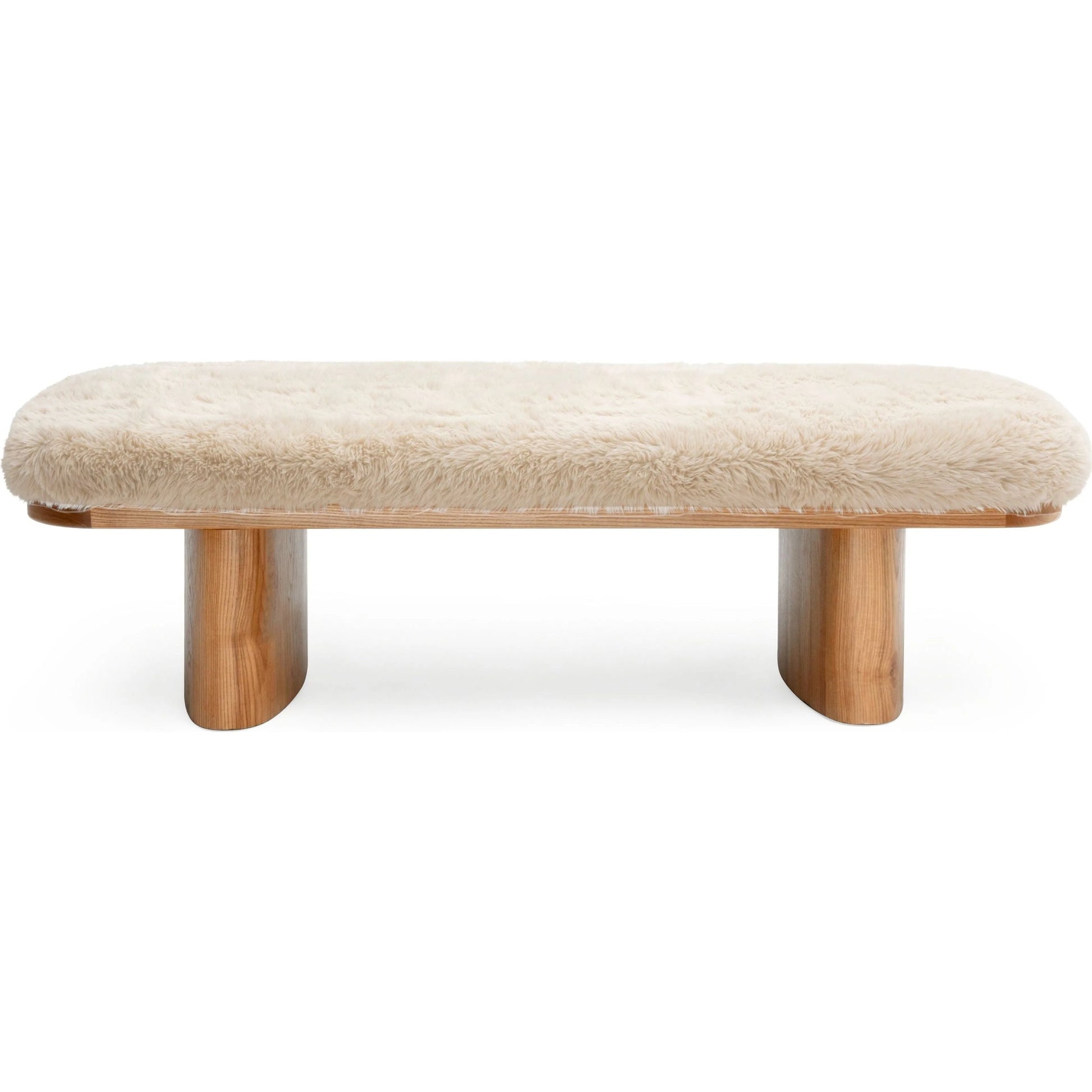 Ollie Straight Vegan Shearling Bench by TOV Furniture. Made from ash wood, faux shearling in a transitional style.