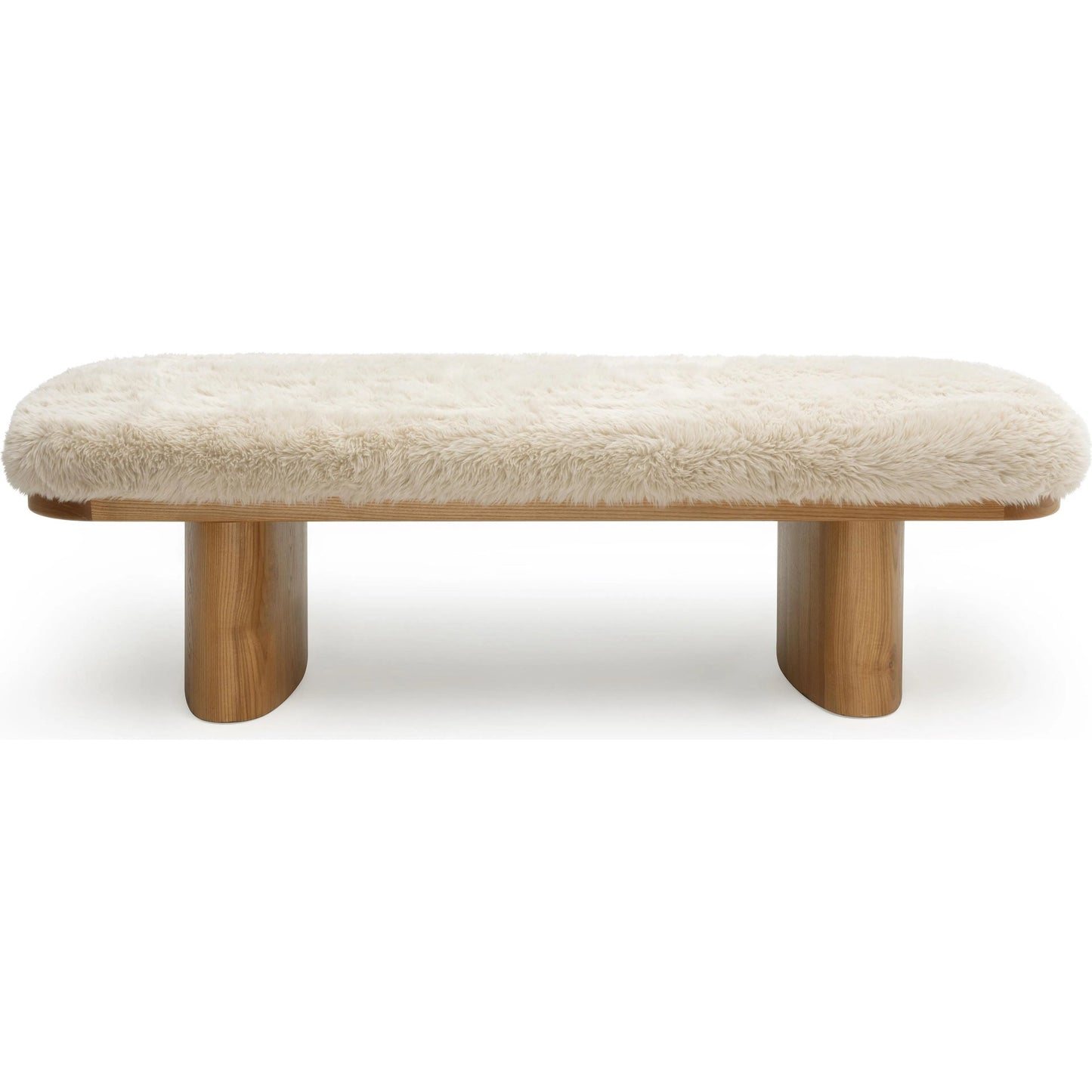 005 SI-2439971 | Additional Silo | Ollie Straight Vegan Shearling Bench by TOV Furniture. Made from ash wood, faux shearling in a transitional style.