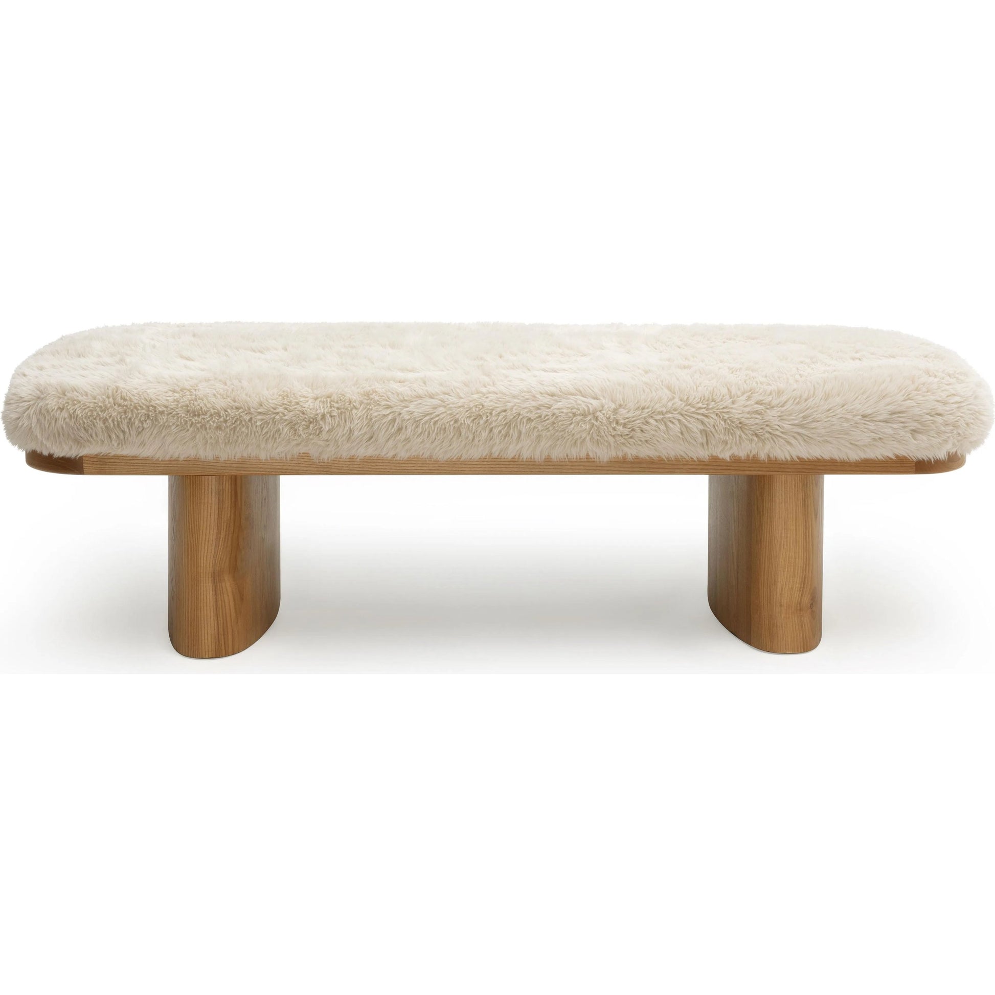 Ollie Straight Vegan Shearling Bench by TOV Furniture. Made from ash wood, faux shearling in a transitional style.