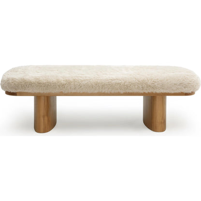 Ollie Straight Vegan Shearling Bench by TOV Furniture. Made from ash wood, faux shearling in a transitional style.