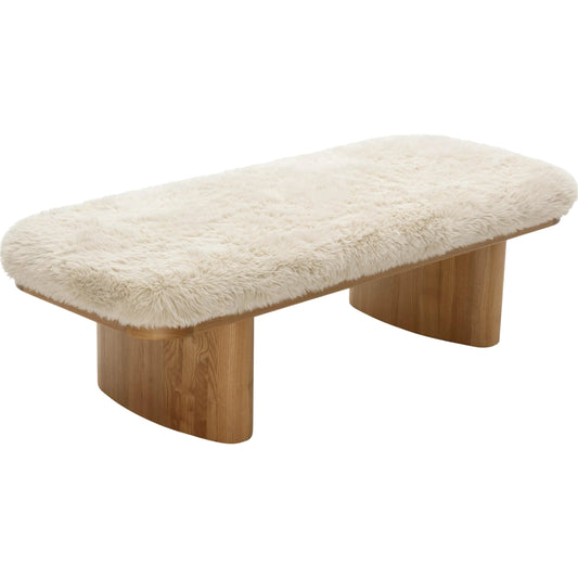 Ollie Straight Vegan Shearling Bench by TOV Furniture. Made from ash wood, faux shearling in a unique style.