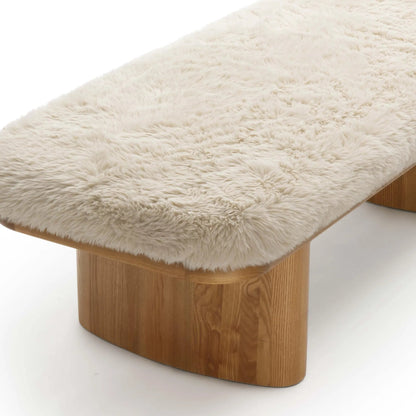 Ollie Straight Vegan Shearling Bench by TOV Furniture. Made from ash wood, faux shearling in a transitional style.