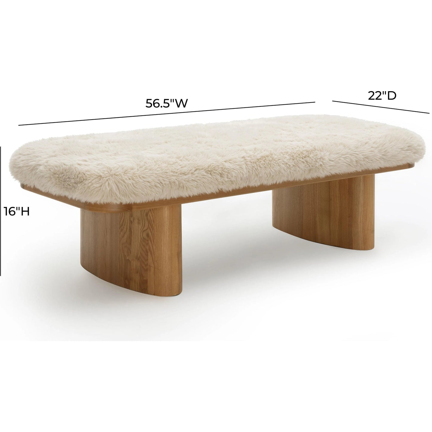 006 SI-2439971 | Additional Silo | Ollie Straight Vegan Shearling Bench by TOV Furniture. Made from ash wood, faux shearling in a transitional style.
