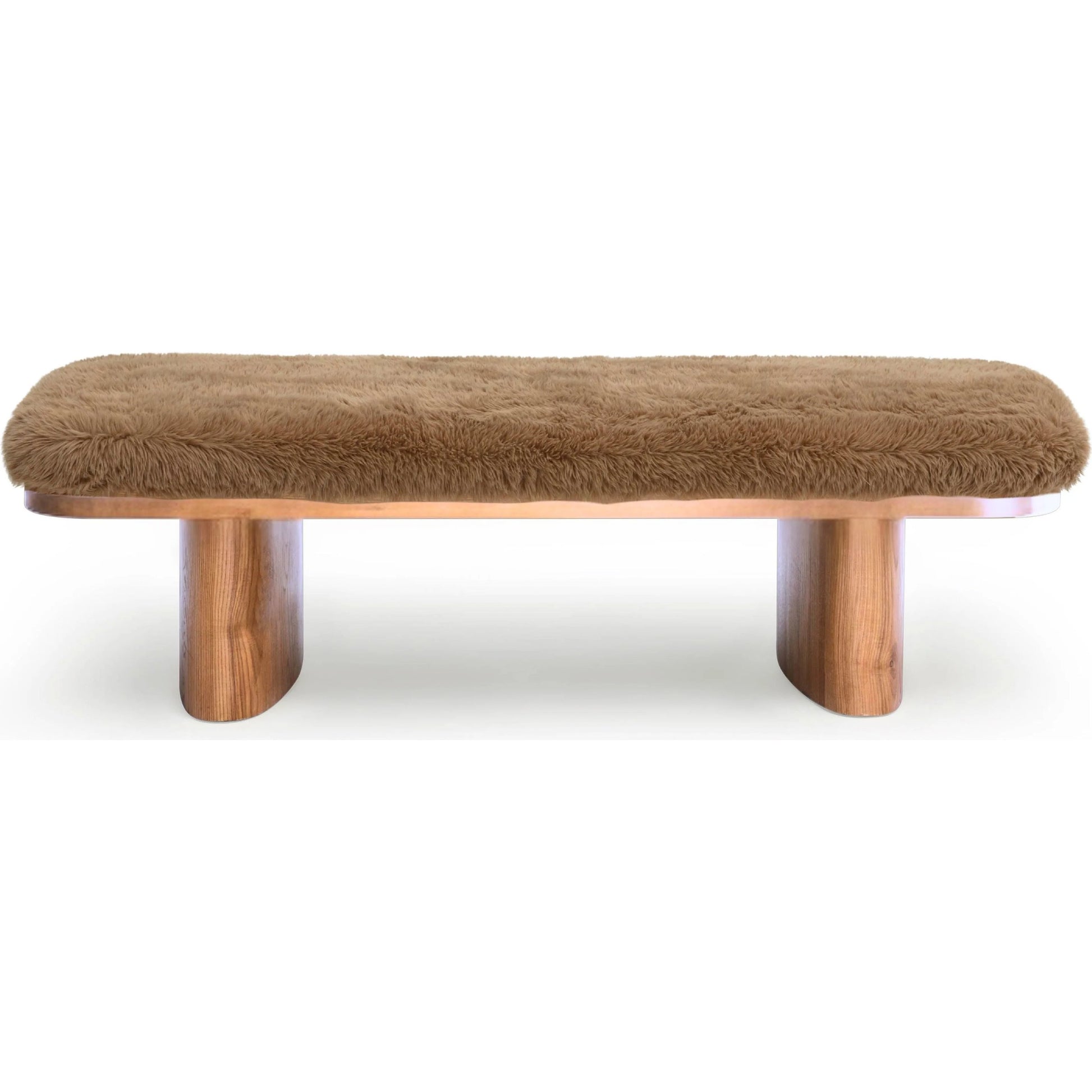 Ollie Straight Vegan Shearling Bench by TOV Furniture. Made from ash wood, faux shearling in a transitional style.
