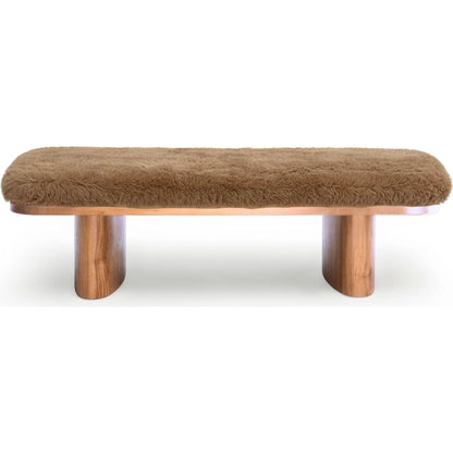 Ollie Straight Vegan Shearling Bench by TOV Furniture. Made from ash wood, faux shearling in a transitional style.