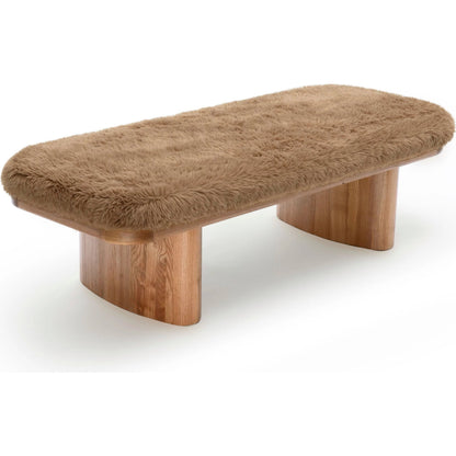 Ollie Straight Vegan Shearling Bench by TOV Furniture. Made from ash wood, faux shearling in a transitional style.