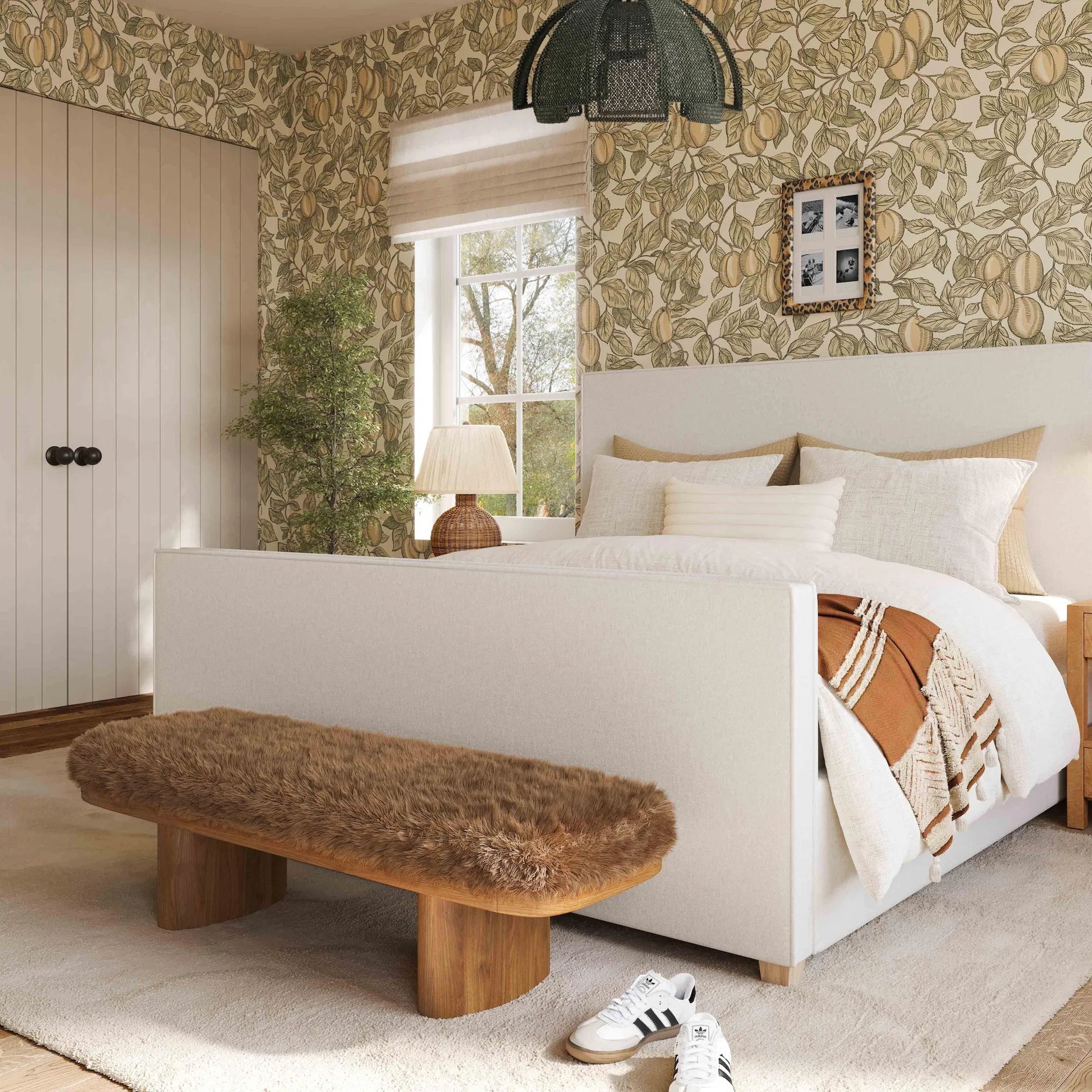 Ollie Straight Vegan Shearling Bench by TOV Furniture. Made from ash wood, faux shearling in a transitional style.