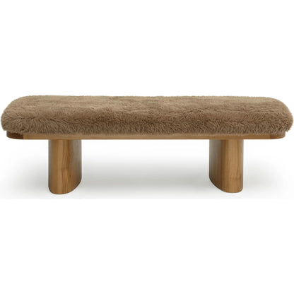Ollie Straight Vegan Shearling Bench by TOV Furniture. Made from ash wood, faux shearling in a transitional style.