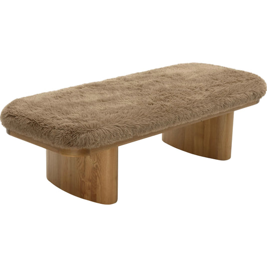 Ollie Straight Vegan Shearling Bench by TOV Furniture. Made from ash wood, faux shearling in a unique style.