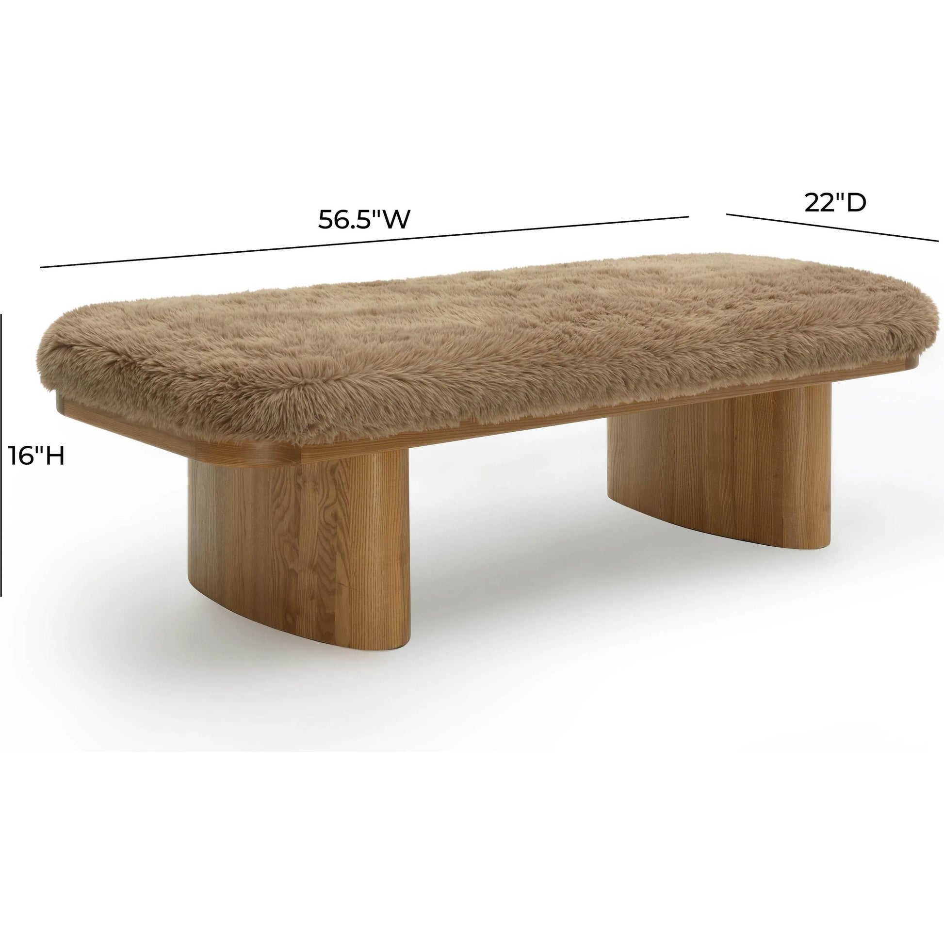 Ollie Straight Vegan Shearling Bench by TOV Furniture. Made from ash wood, faux shearling in a transitional style.