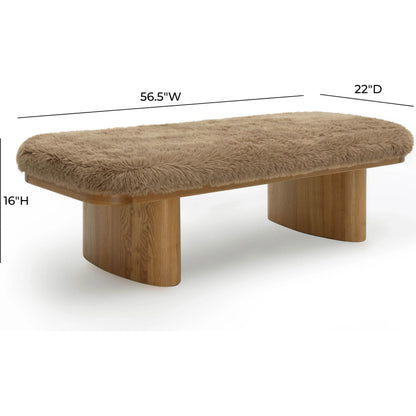 Ollie Straight Vegan Shearling Bench by TOV Furniture. Made from ash wood, faux shearling in a transitional style.