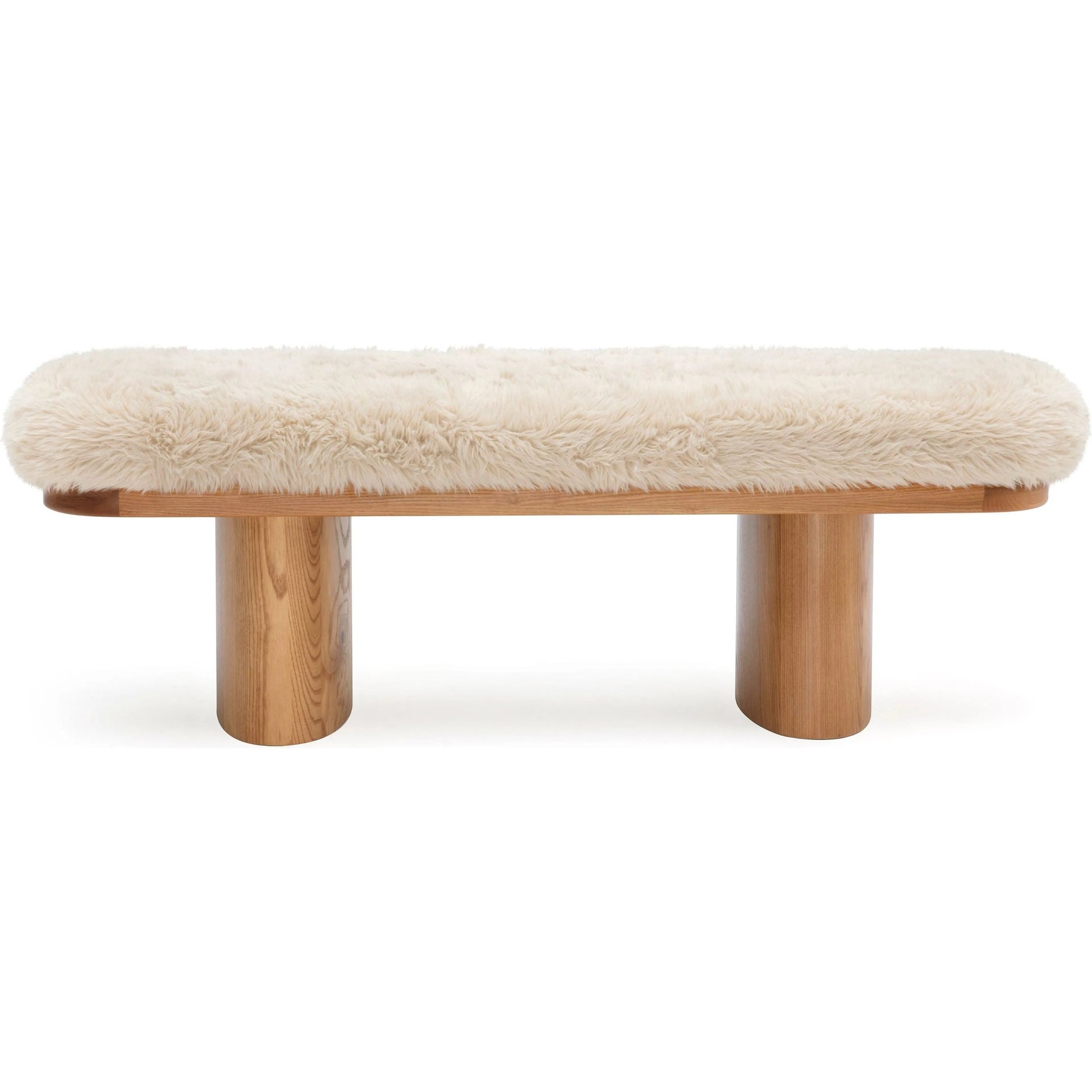 Ollie Straight Vegan Shearling Bench by TOV Furniture. Made from ash wood, faux shearling in a transitional style.