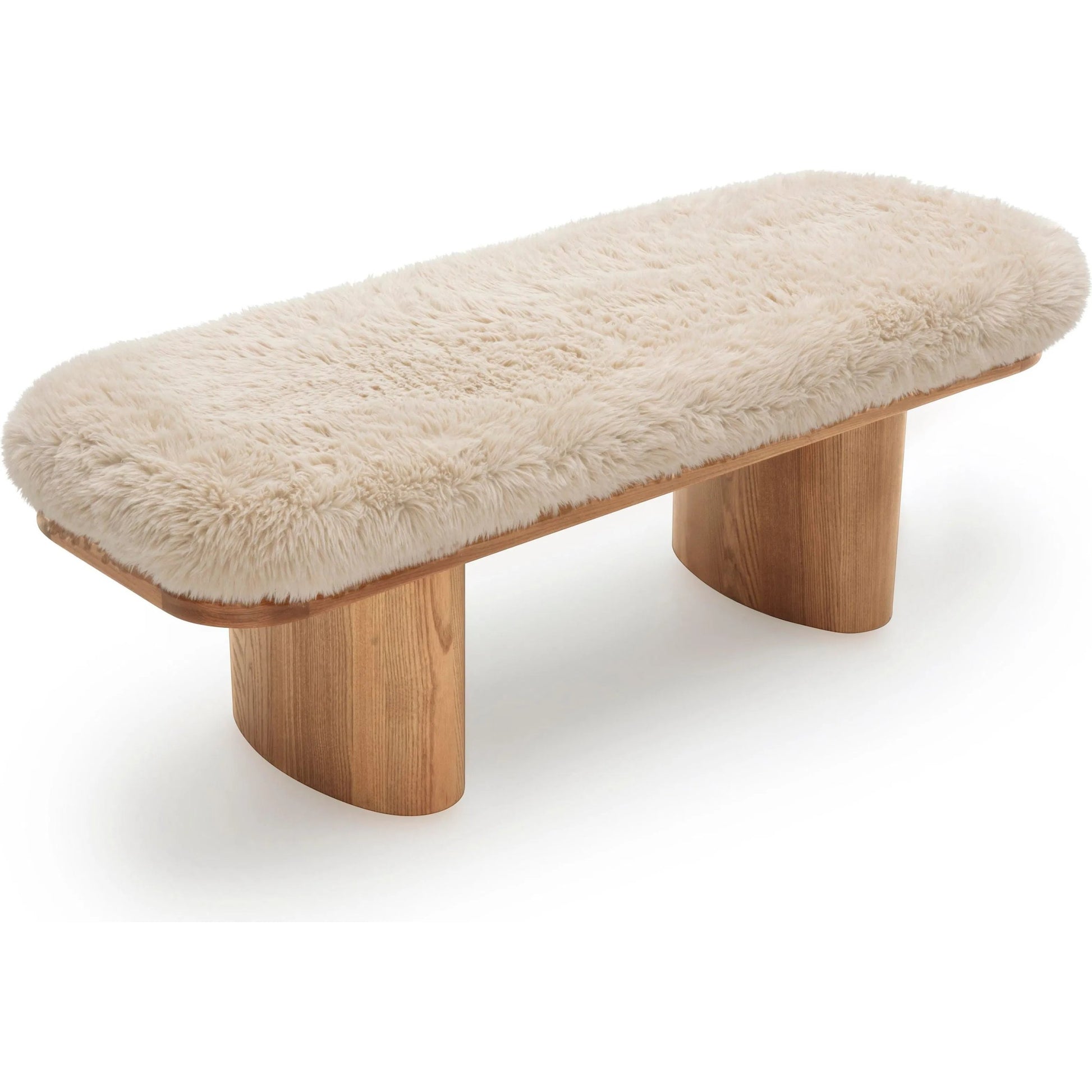 Ollie Straight Vegan Shearling Bench by TOV Furniture. Made from ash wood, faux shearling in a transitional style.