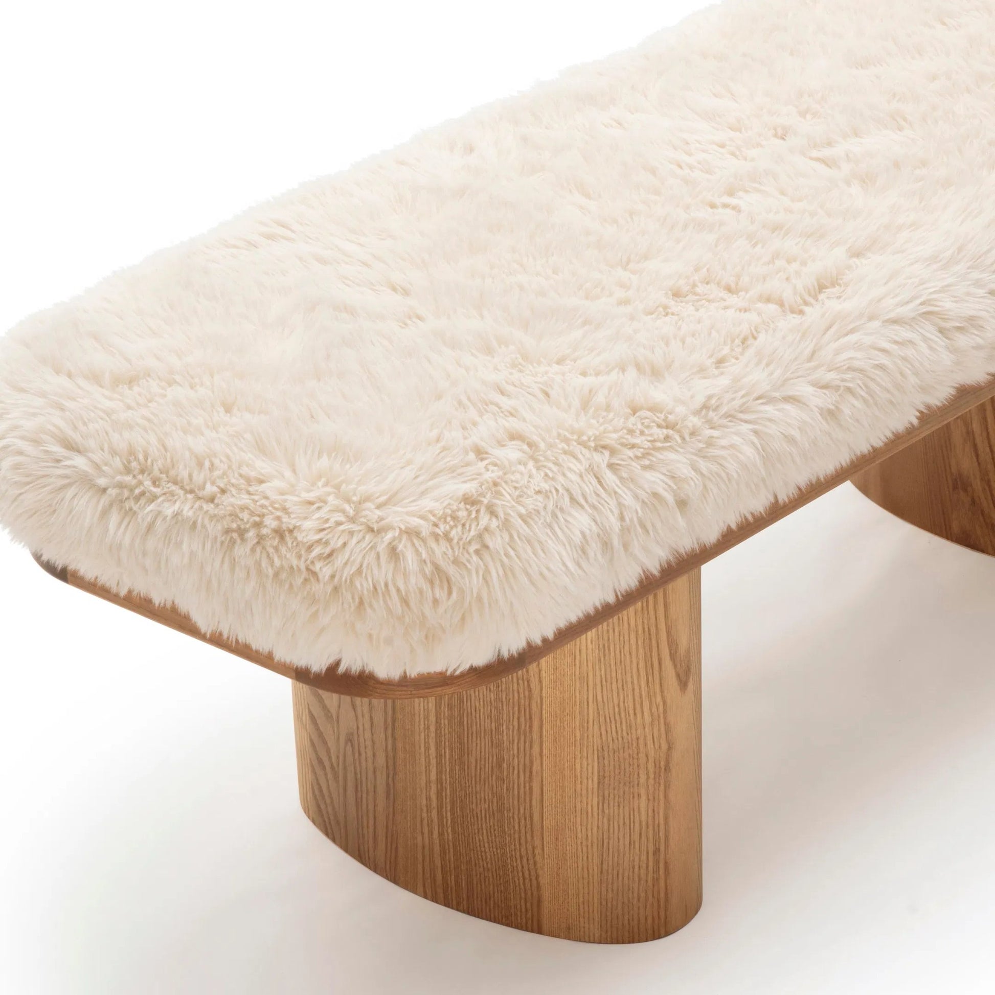 Ollie Straight Vegan Shearling Bench by TOV Furniture. Made from ash wood, faux shearling in a transitional style.