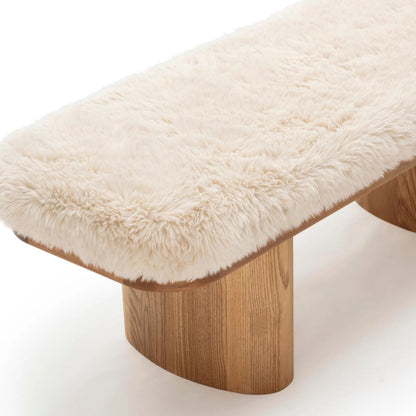 Ollie Straight Vegan Shearling Bench by TOV Furniture. Made from ash wood, faux shearling in a transitional style.