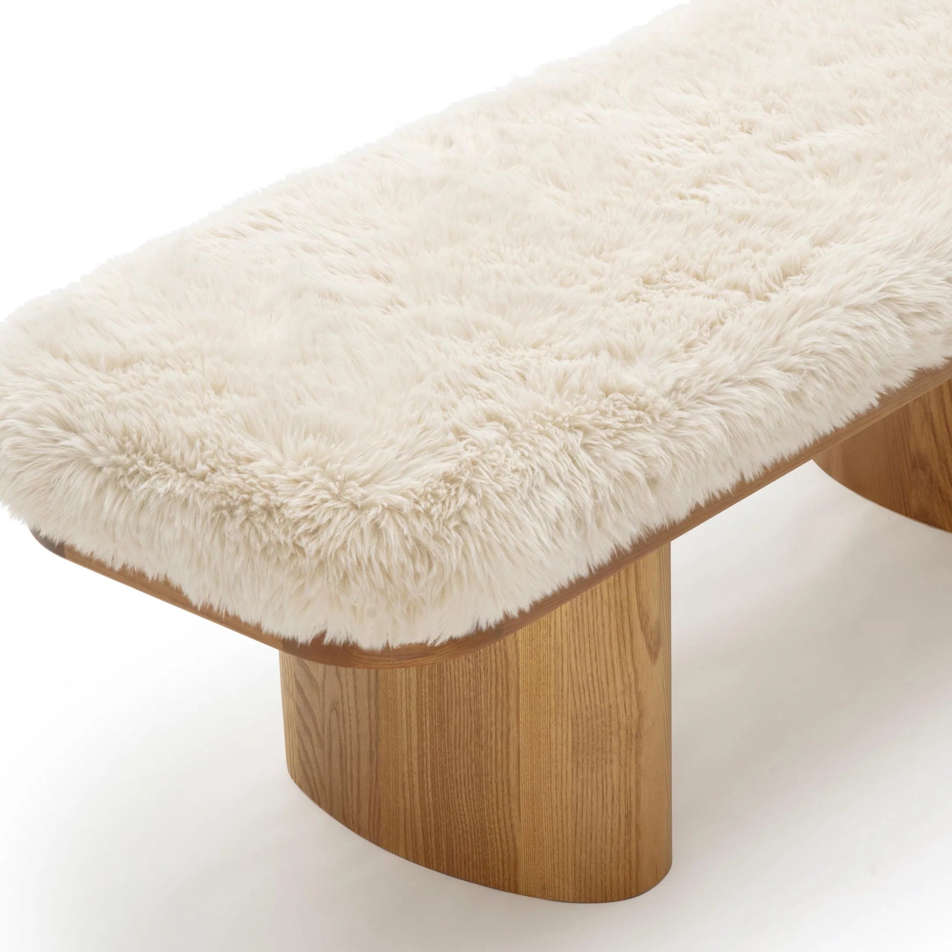 Ollie Straight Vegan Shearling Bench by TOV Furniture. Made from ash wood, faux shearling in a transitional style.