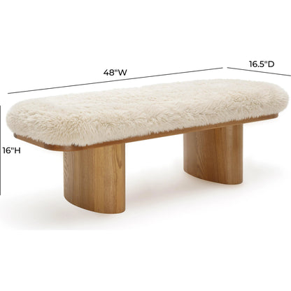Ollie Straight Vegan Shearling Bench by TOV Furniture. Made from ash wood, faux shearling in a transitional style.