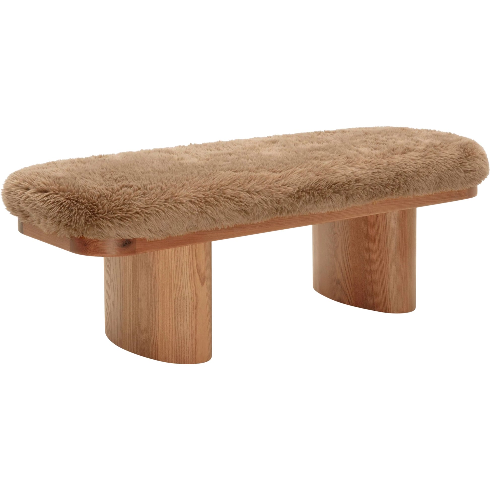 Ollie Straight Vegan Shearling Bench by TOV Furniture. Made from ash wood, faux shearling in a transitional style.