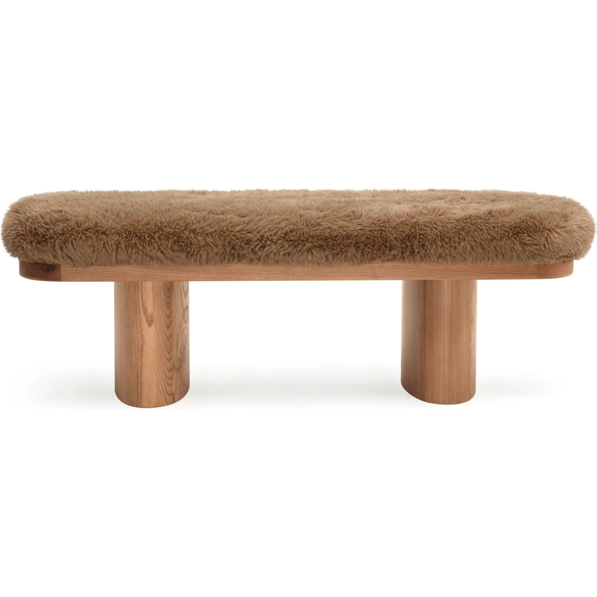 Ollie Straight Vegan Shearling Bench by TOV Furniture. Made from ash wood, faux shearling in a transitional style.