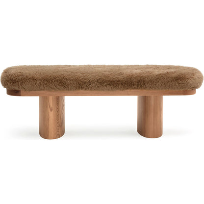 Ollie Straight Vegan Shearling Bench by TOV Furniture. Made from ash wood, faux shearling in a transitional style.
