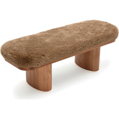 Ollie Straight Vegan Shearling Bench by TOV Furniture. Made from ash wood, faux shearling in a transitional style.