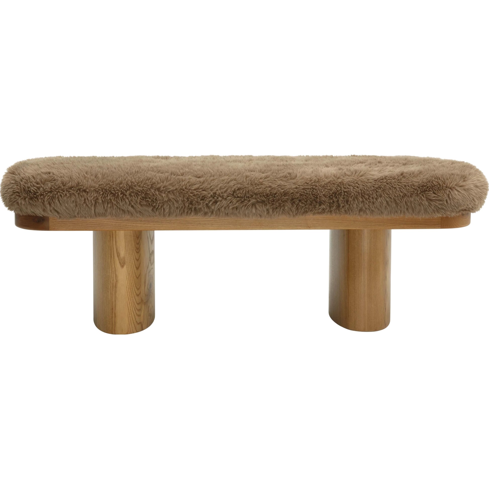Ollie Straight Vegan Shearling Bench by TOV Furniture. Made from ash wood, faux shearling in a transitional style.